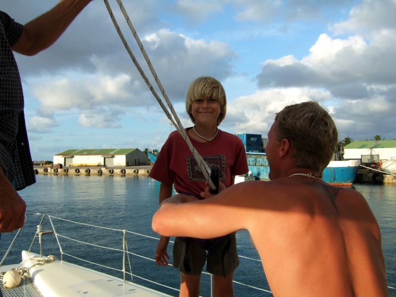 He is in his happy place, about to climb Sarabi's mast.